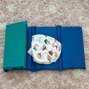 Kids' Blue and Teal Foldable Nap Mat with Princess Cover